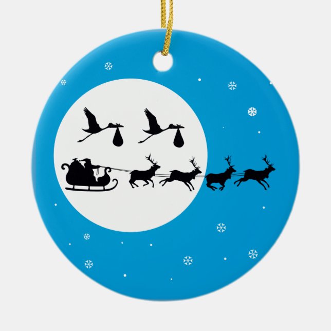 TWINS Christmas Pregnancy Ornament- Coming to Town Ceramic Ornament (Front)