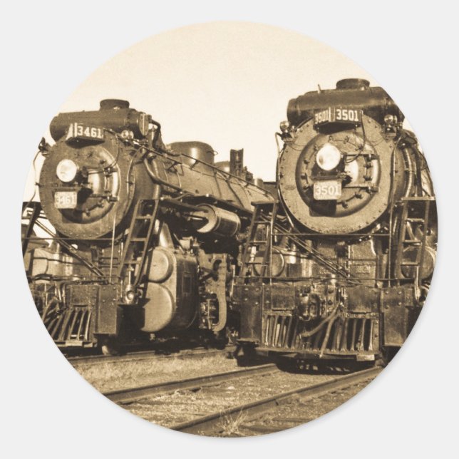 "Twins"  CN Railroad  Locomotives 3461 and 3501 Classic Round Sticker (Front)