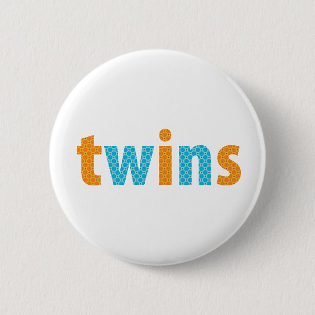 TWINS COLLECTION - boys {orange + aqua} 2 Inch Round Button (Front)