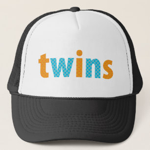 TWINS COLLECTION - boys {orange + aqua} Trucker Hat