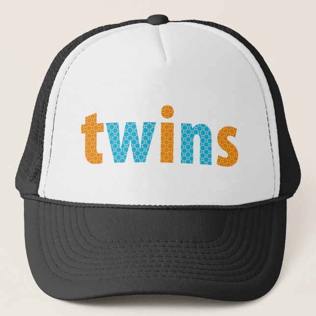 TWINS COLLECTION - boys {orange + aqua} Trucker Hat (Front)
