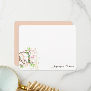 Twins Cute Baby Girls Whimsical Pink Peas in Pod Thank You Card