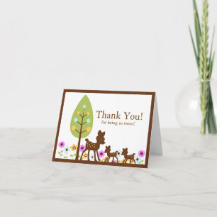 Twins Deer Baby shower Merci Carte de note