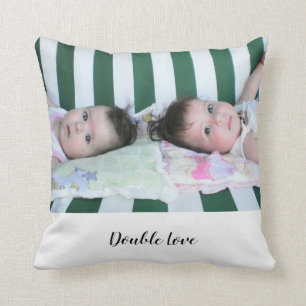 Twins Double Love, Hearts Pattern Throw Pillow