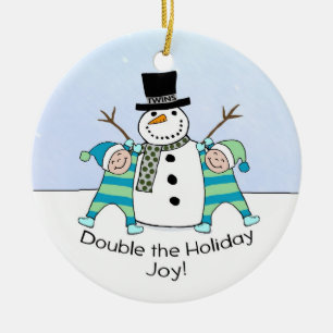 TWINS: Double the Holiday Joy! Ceramic Ornament