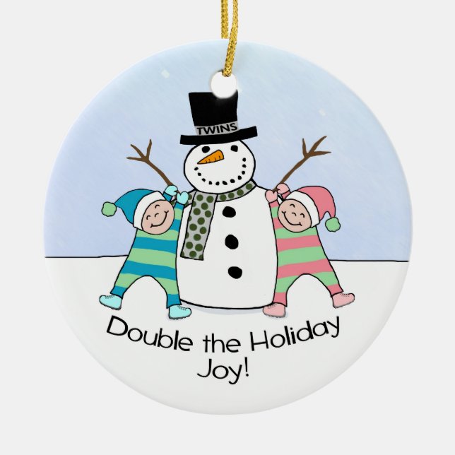 TWINS: Double the Holiday Joy! Ceramic Ornament (Front)