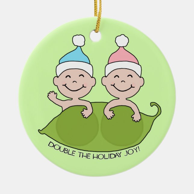 TWINS: Double the Holiday Joy! Ceramic Ornament (Front)