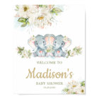 Twins Elephant Twin Girls Baby Shower Welcome Sign