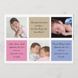 Twins faire-part de naissance - Girl and boy