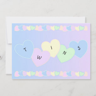 Twins Faire-part de naissance Hearts