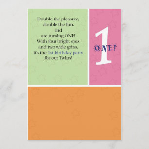 Twins First Birthday Invitation