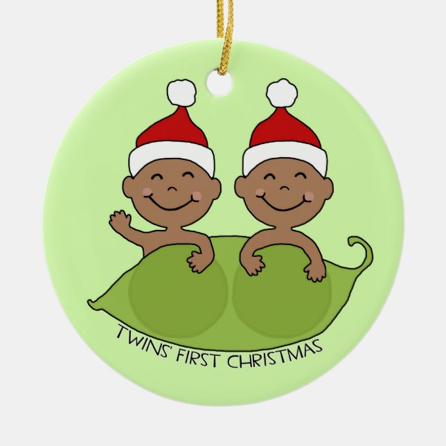 TWINS' FIRST CHRISTMAS CERAMIC ORNAMENT (Front)