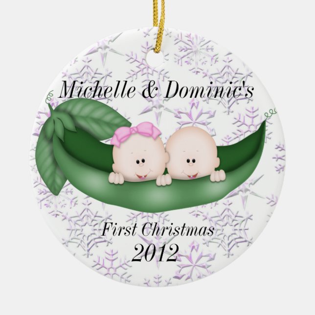 Twins First Christmas Ornament (Front)