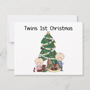Twins First Christmas Tshirts and Gifts Holiday Card