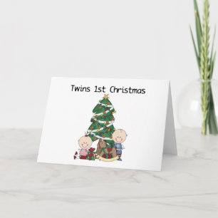 Twins First Christmas Tshirts and Gifts Holiday Card