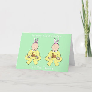 Twins First Easter Holiday Card