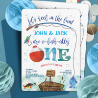 Twins Fishing themed boys 1st birthday O-fish-ally
