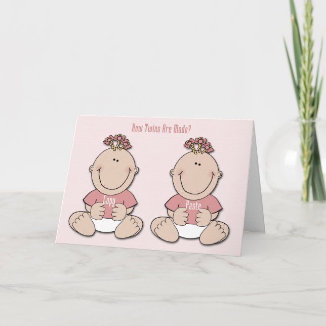 Twins Funny Congratulations Card (Front)