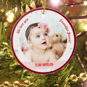 Twins Girl Boy Photos Grandpa First Christmas Baby Ceramic Ornament