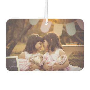 Twins Girls 2 Photos Upload Personalize Custom Car Air Freshener