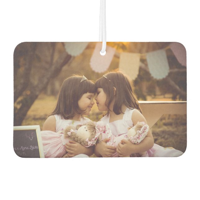 Twins Girls 2 Photos Upload Personalize Custom Car Air Freshener (Front)