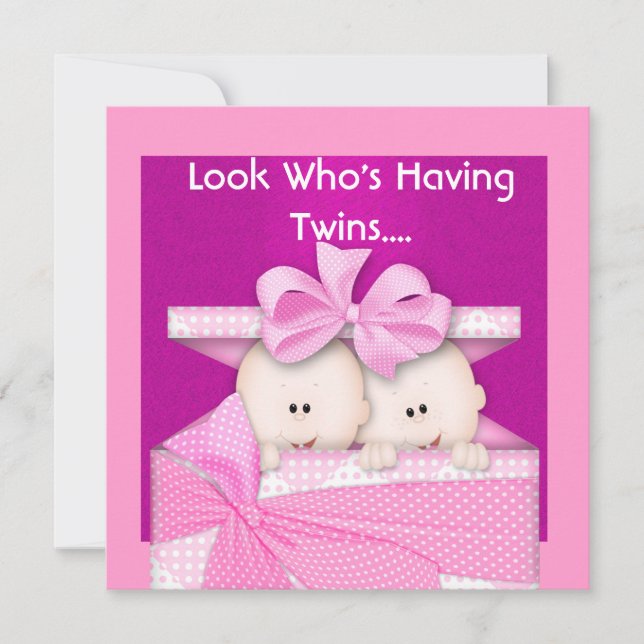 TWINS GIRLS BABY SHOWER  INVITATION (Front)