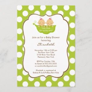 Twins Girls Baby Shower Invitation Little Pea Pod