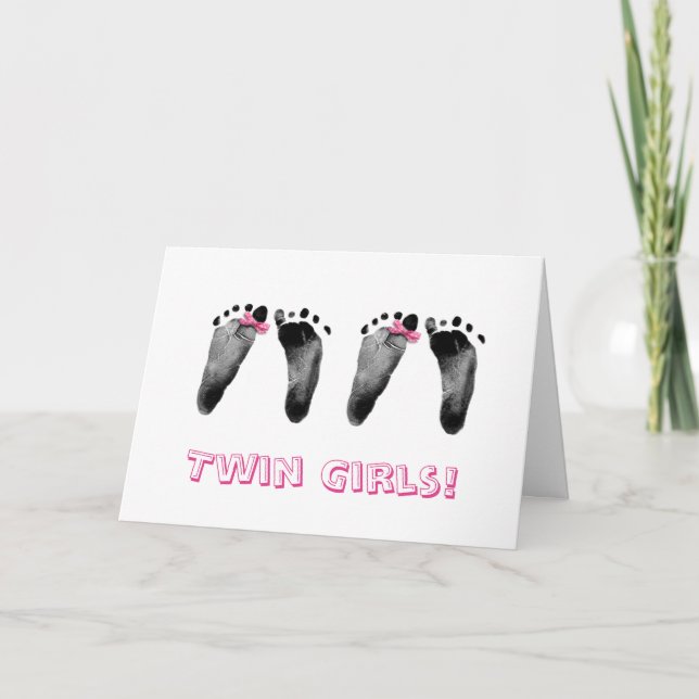 Twins Girls Congratulations  Card (Front)