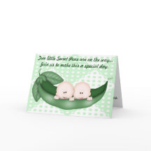 Twins Green Baby Shower Pea in a Pod Invitation