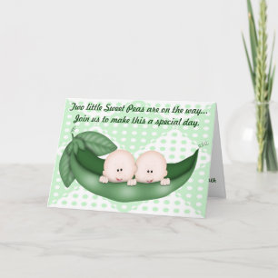 Twins Green Baby Shower Pea in a Pod Invitation