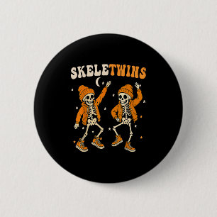 Twins Halloween Matching Skeletwins Funny Dancing  2 Inch Round Button