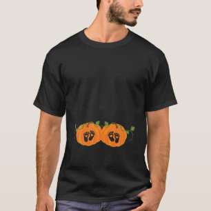 Twins Halloween Pregnancy Twins Pumpkin Pregnant C T-Shirt