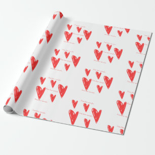 Twins Have More Fun Red Hearts Wrapping Paper