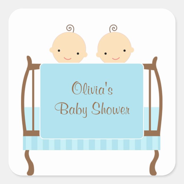 Twins in Blue Crib Stickers (Front)