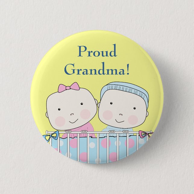 Twins in Crib, Grandparent Pin (Front)