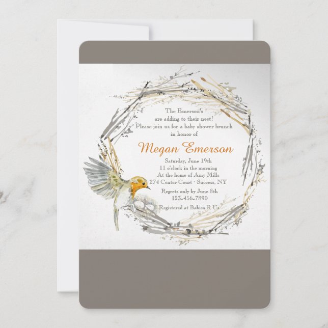 Twins in the Nest Baby Shower Invitation (Front)