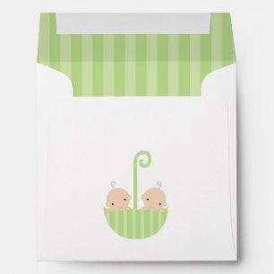 Twins in Umbrella Baby Shower Envelope