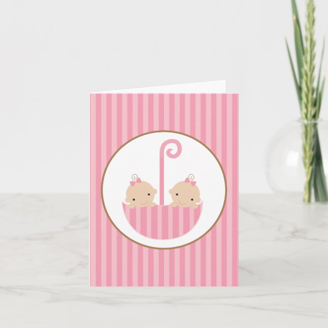 Twins in Umbrella Card (Front)