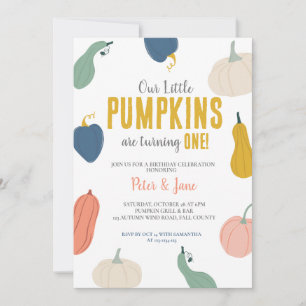 Twins Invitation Anniversaire, Automne Citrouille