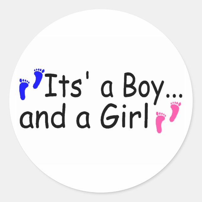 Twins Its A Boy and A Girl Classic Round Sticker (Front)