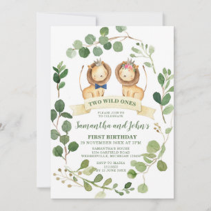 Twins Lion Cubs Anniversaire Invitation