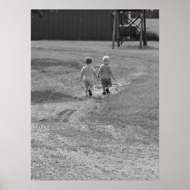 twins marchant noir et blanc poster (Devant)