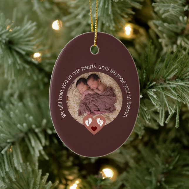 Twins Miscarriage Baby Loss Memorial Stillbirth Ceramic Ornament (Tree)