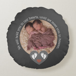 Twins Miscarriage Baby Loss Memorial Stillbirth Round Pillow