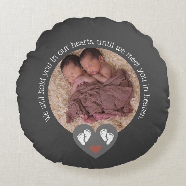 Twins Miscarriage Baby Loss Memorial Stillbirth Round Pillow (Front)