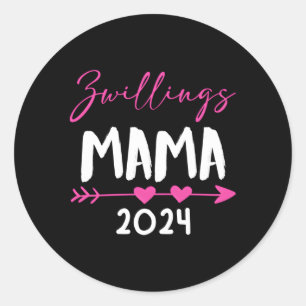 Twins Mom 2024 Mom-To-Be 2024 Expectant Twin Mom 2 Classic Round Sticker