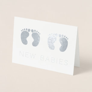 Twins New Babies Silver Foil Card