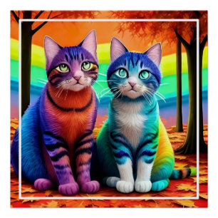 Twins of Cats Digital Art-56467 Poster