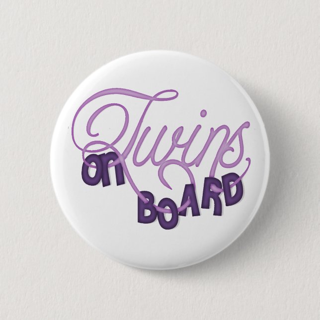 Twins On Board 2 Inch Round Button (Front)