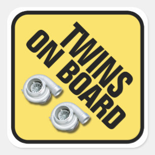Twins on Board - Twin Turbo Square Sticker